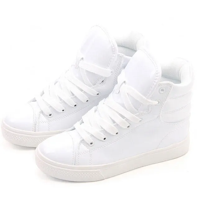 Tiger Print Flat Shoes HEE GRAND New Arrival Lighted Candy Color High-top Shoes Men Fashion Unisex Shoes Flat Platform Shoes Couple Shoes XWB001