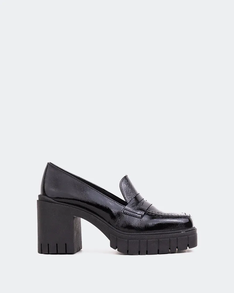 Hugo Black Naplack Floral Loafers