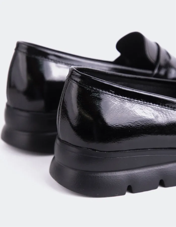 Harmani Black Patent Patterned Loafers