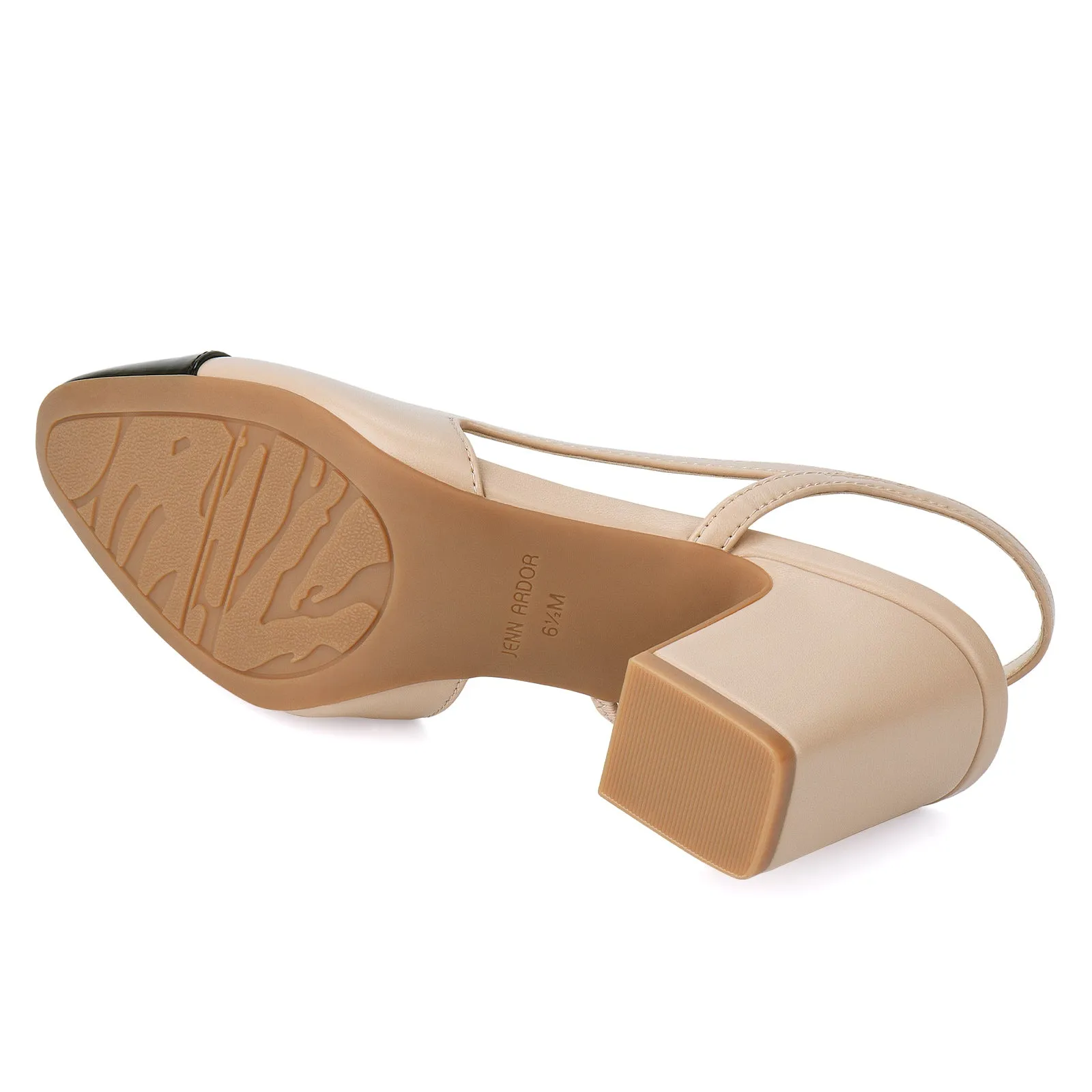 Sandals Macy's JENN ARDOR Closed Toe Chunky Heels Slingback Pumps Block Dress Shoes Women Comfort Classic Splicing Pointy Cap Toe Low Heels Sandals 2.5 inch