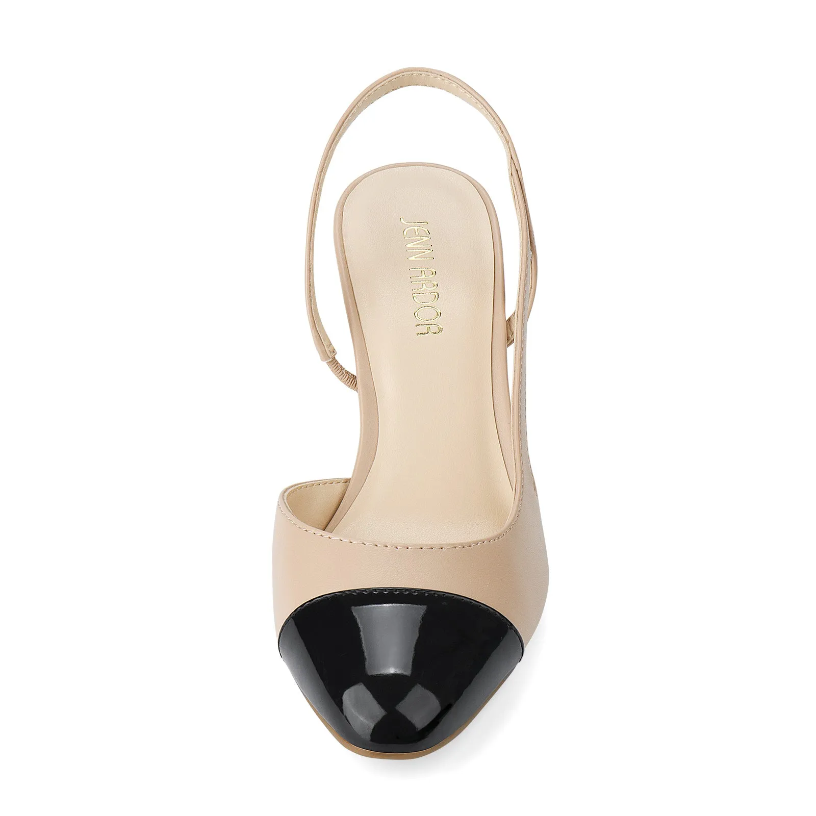 Sandals Resorts All Inclusive JENN ARDOR Closed Toe Chunky Heels Slingback Pumps Block Dress Shoes Women Comfort Classic Splicing Pointy Cap Toe Low Heels Sandals 2.5 inch
