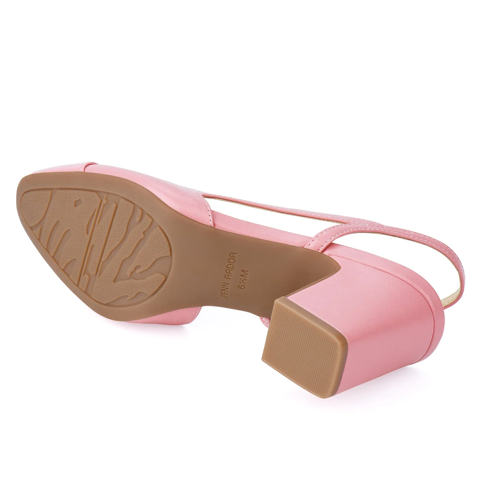 Sandals Adilette JENN ARDOR Closed Toe Chunky Heels Slingback Pumps Block Dress Shoes Women Comfort Classic Splicing Pointy Cap Toe Low Heels Sandals 2.5 inch