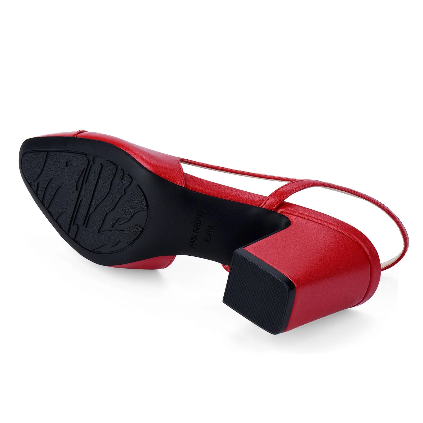 JENN ARDOR Closed Toe Chunky Heels Slingback Pumps Block Dress Shoes Women Comfort Classic Splicing Pointy Cap Toe Low Heels Sandals 2.5 inch Affordable Sandals