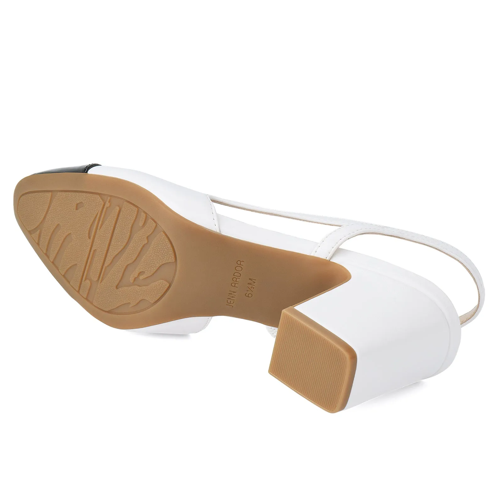Bottoms Sandals JENN ARDOR Closed Toe Chunky Heels Slingback Pumps Block Dress Shoes Women Comfort Classic Splicing Pointy Cap Toe Low Heels Sandals 2.5 inch