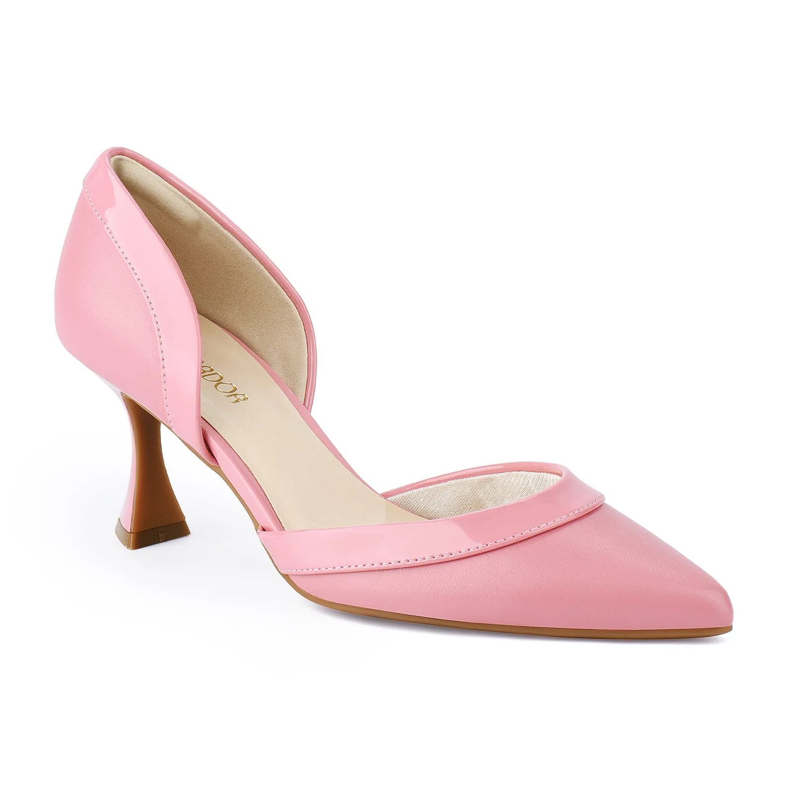 JENN ARDOR Women's Pumps Low Heels Pointed Closed Toe Kitten Dress Shoes for Women Comfortable Stiletto Heeled Sandals Classic Wedding Party D'Orsay Work Pumps Fake Sandals