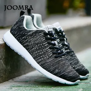 Joomra Men Sneaker Running Shoes Lightweight Sneakers Breathable Mesh Sports Shoes Jogging Footwear Walking Athletics Shoes White Leather Flat Shoes