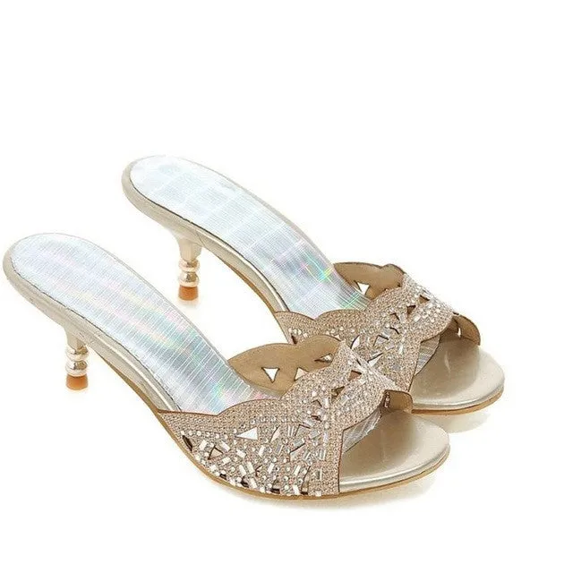 Women Thin High Heel Sandals Brand Fashion Lady Dress Leopard Sexy Platform Party Shoes Slippers Female Flip Flops PB00043 Weight Of Flip Flops