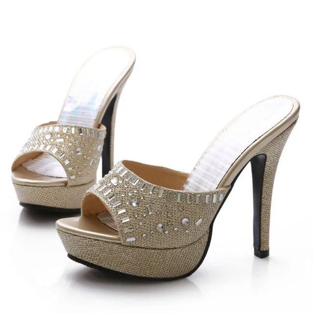 Women Thin High Heel Sandals Brand Fashion Lady Dress Leopard Sexy Platform Party Shoes Slippers Female Flip Flops PB00043 Breeze Flip Flops