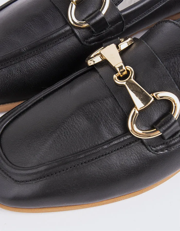 Fayette Black Leather Loro Piana Charms Loafers