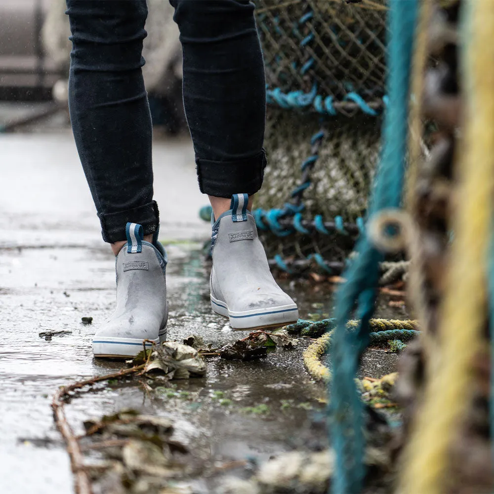 Slip On Guard Boots XTRATUF Women's Leather Ankle Deck Boots- Dolphin Gray / Beach Glass