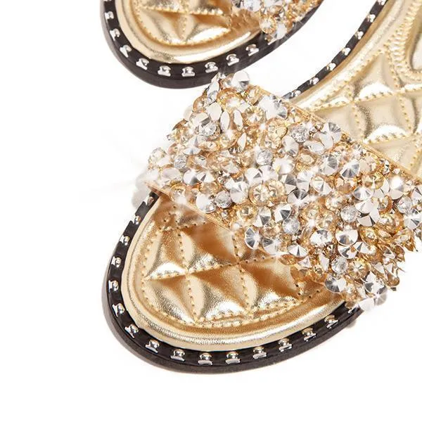 Kimemoda Casual Slides Beaded Flat Sandals Bunny Slippers Dti