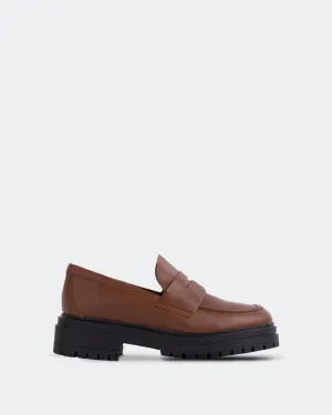 Leissa Cognac Leather Leather Penny Loafers