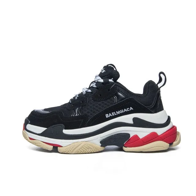 Sneakers Platform Leather Mesh Sports Sneakers Lace Up Thick Bottom 4. NULL