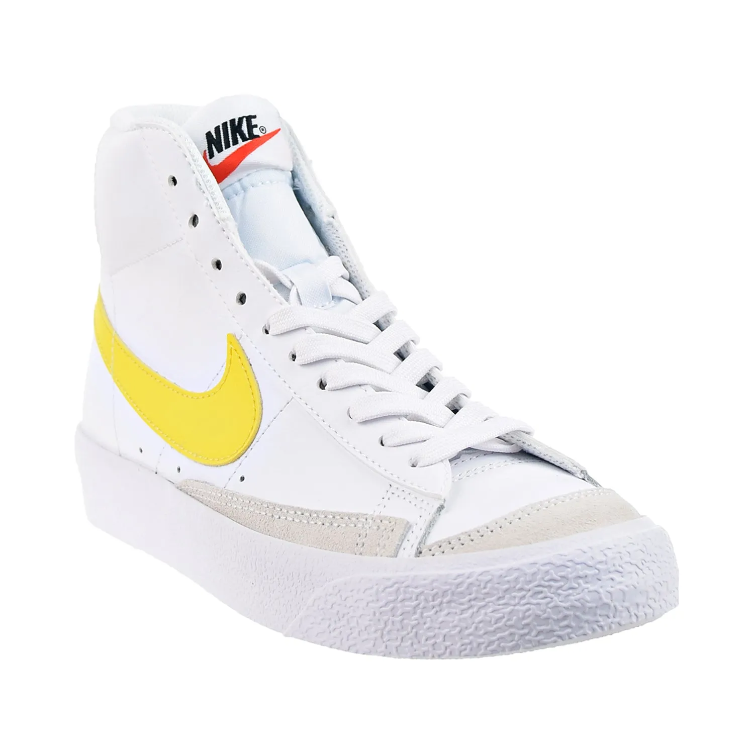 Nike Blazer Mid `77 (GS) Big Kids' Shoes White-Vivid Sulfur-Pecan Asics Running Shoes Gel Kayano