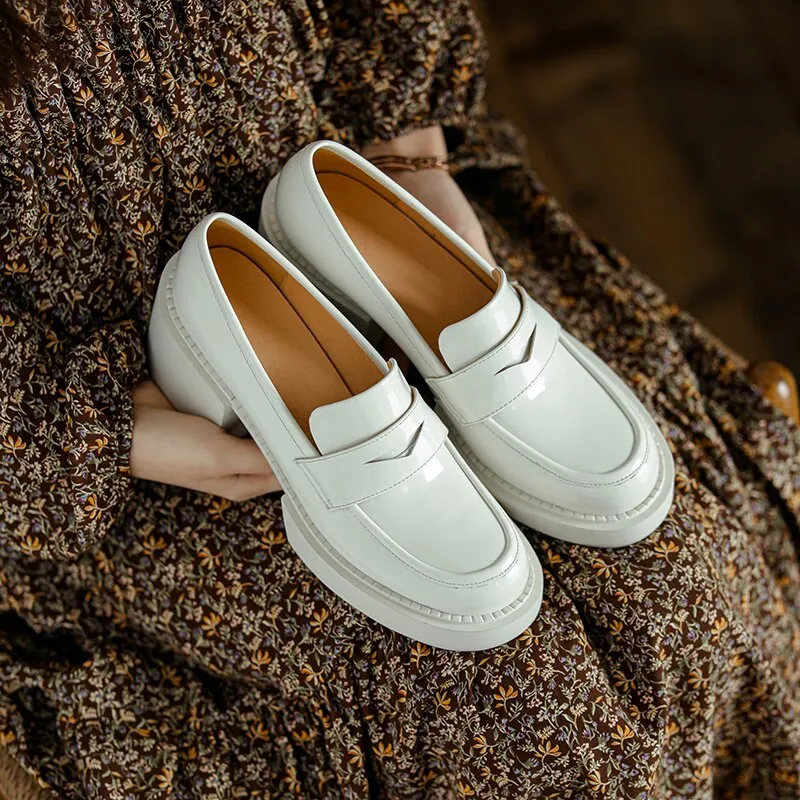 Penny Loafers Size 14 Purpdrank - Spring New Patent Leather Platform Shoes Casual Round Toe Shoes Woman High Heel Pumps Women Shoes Zapatos De Mujer Loafers