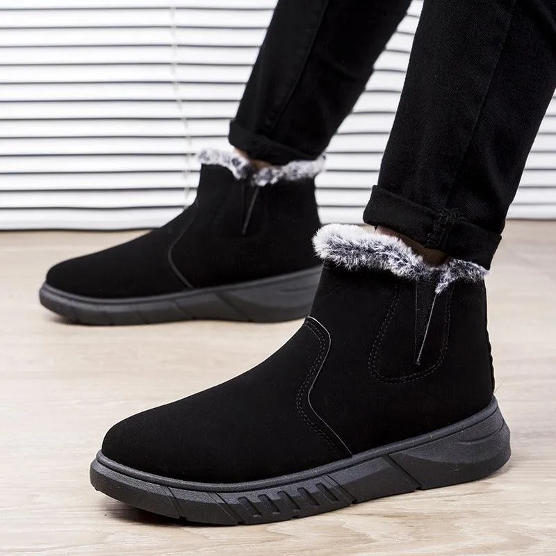 Winter Snow Boots Men Cutout Shoes Flat Shoe With Rhinestones