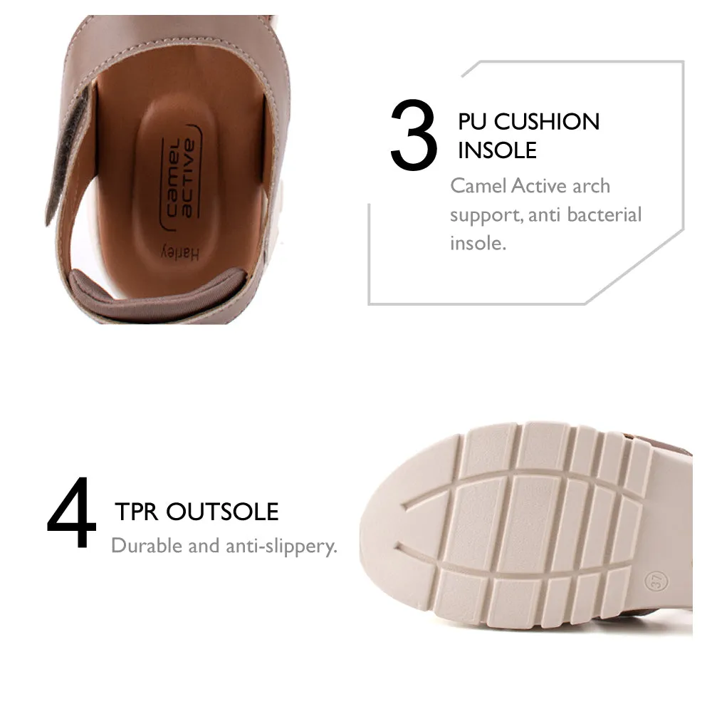 camel active Women Harley Slip-On Sandal - 782303-DZ01SV-12-GREY Wedge Sandals