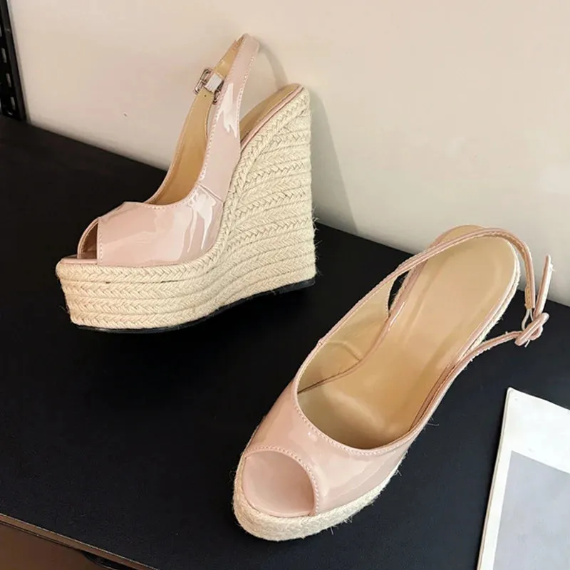 Rainbow Sandals Coupon Liyke Sommer Mode Peep Toe Keile Sandalen Frauen Handgemachte Stroh Seil Weben Dicken Boden Plattform High Heels Damen Schuhe Pumpen