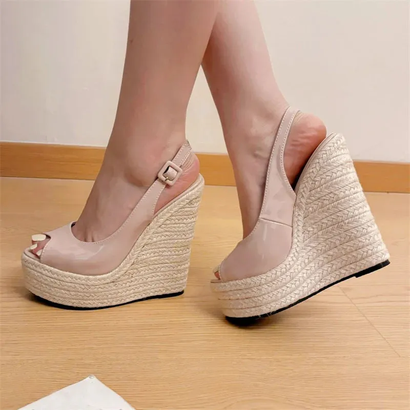 Sandals Promo Code Liyke Sommer Mode Peep Toe Keile Sandalen Frauen Handgemachte Stroh Seil Weben Dicken Boden Plattform High Heels Damen Schuhe Pumpen