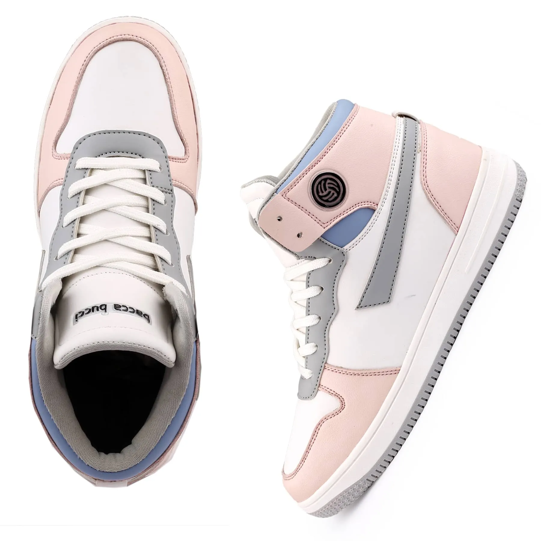Trump Assassination Attempt Sneakers Bacca Bucci Femme High-Top Harmony SneakersElegant Pastel Blue and Pink Women's Lace-Ups