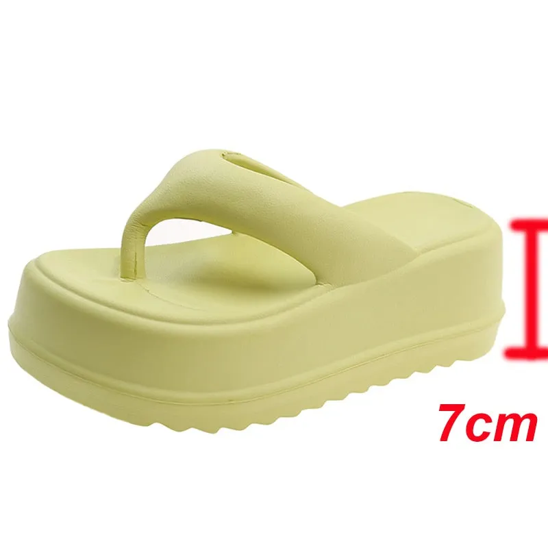 Lucyever Hot Red Chunky Platform Flip Flops Women Summer 2023 Soft Eva Cloud Slipper Woman Clip Toe Non Slip Beach Sandals Mujer Flip Flop D