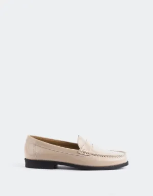 Grant Stone Traveler Penny Loafers Lettine Nude Naplack Leather