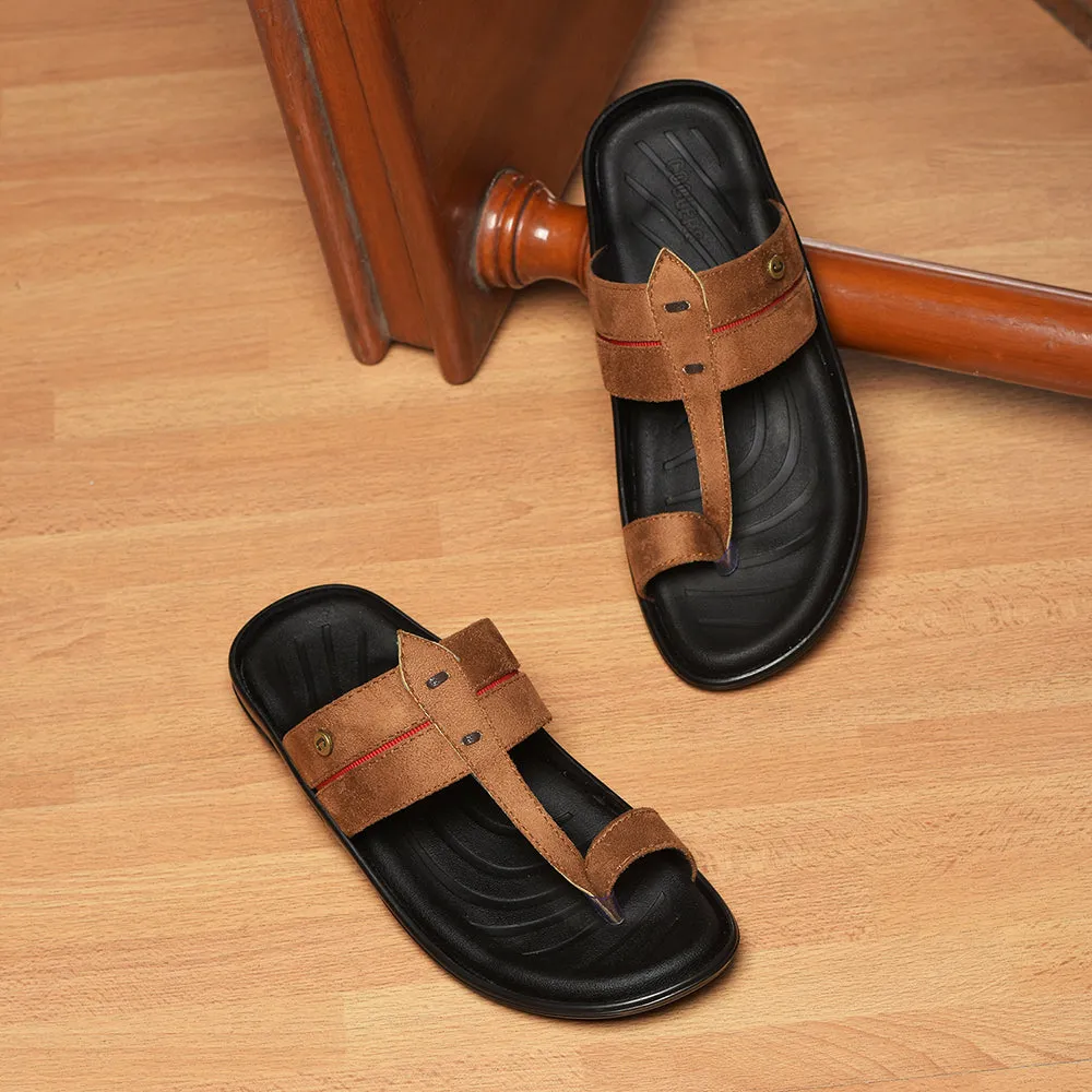 Coolers Casual Tan Toe Ring Slipper For Men OLP-6 By Liberty Born Slide Sandals