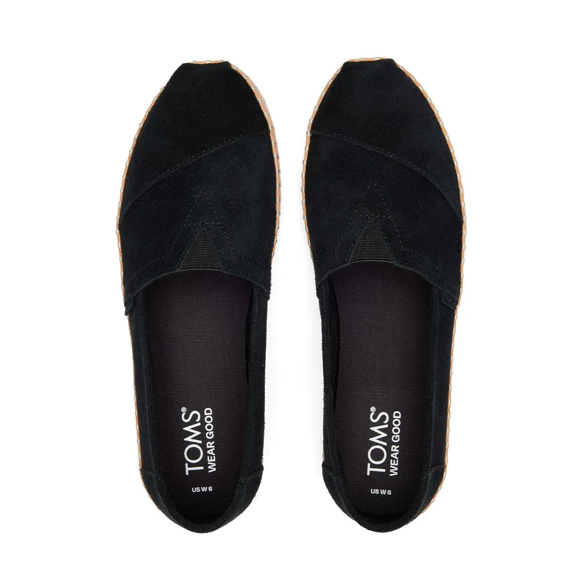 TOMS Espadrille Alpargata Leather Wrap Women - Black Suede Canvas Camouflage Slip Ons
