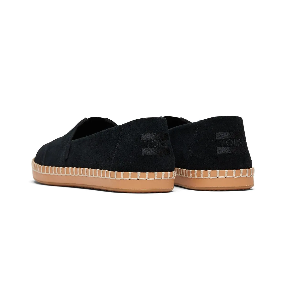 Snoopy Slip On TOMS Espadrille Alpargata Leather Wrap Women - Black Suede Canvas