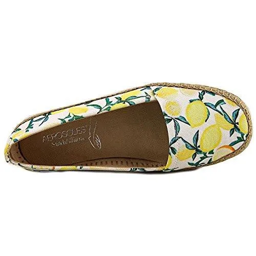 Aerosoles Solitaire Closed Toe Espadrille Flats Yellow Fabric Size 6 Barbados Resort Map