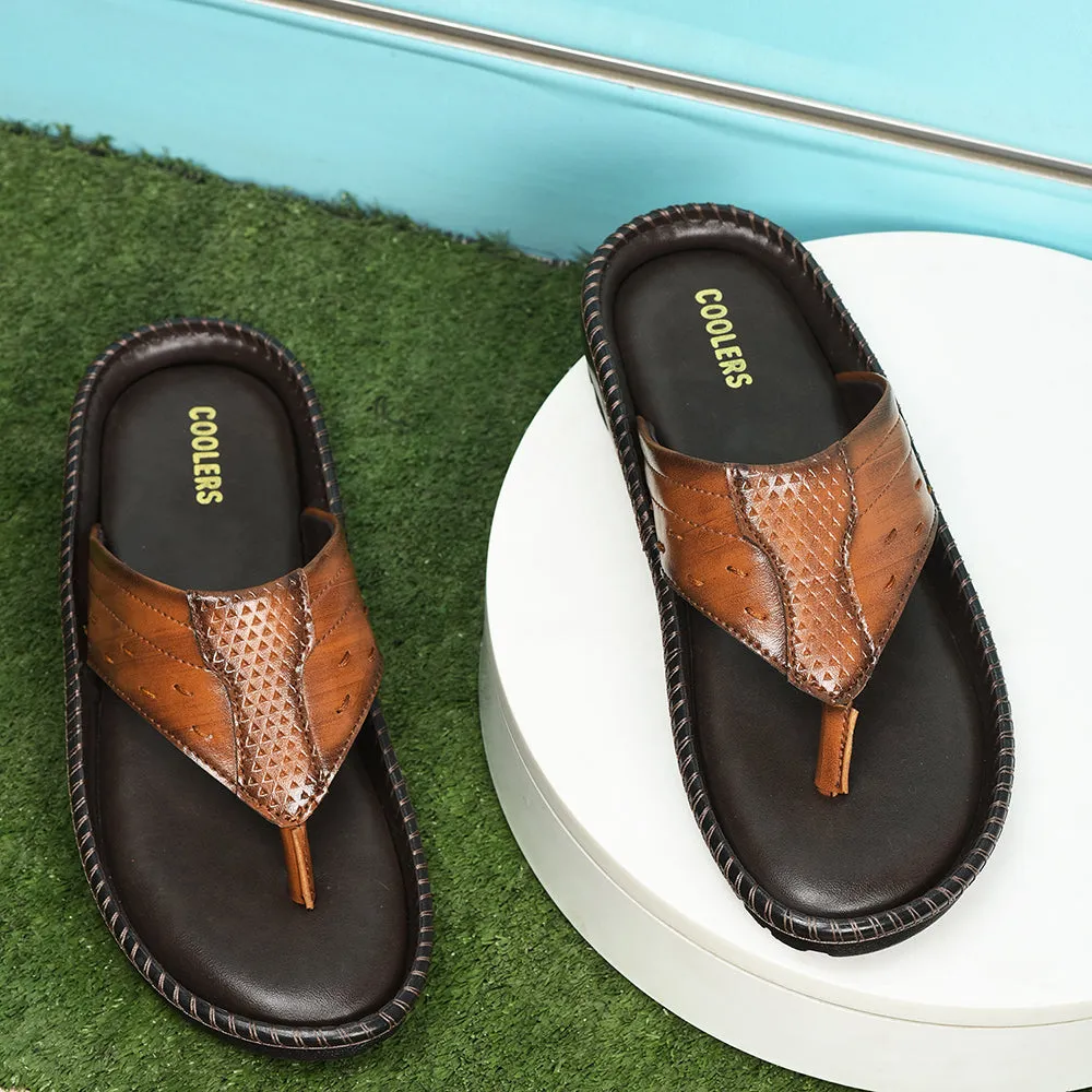 Korean House Slippers Coolers By Liberty Men VCL-13 Tan Casual Slipper