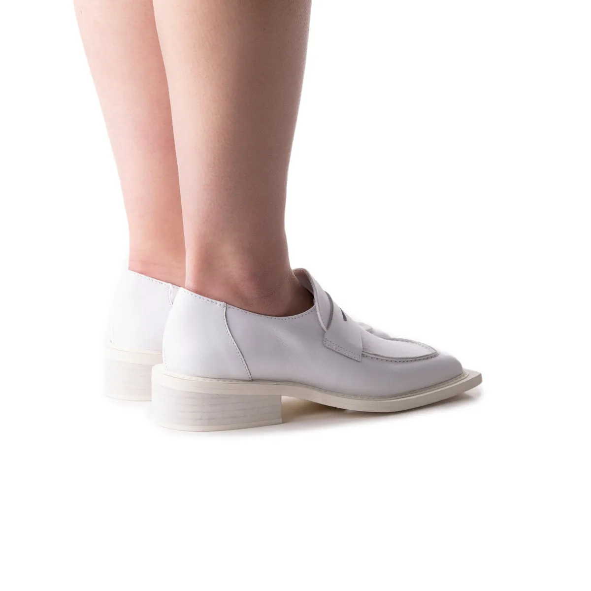 Malaya White Leather Interlocking G Loafers