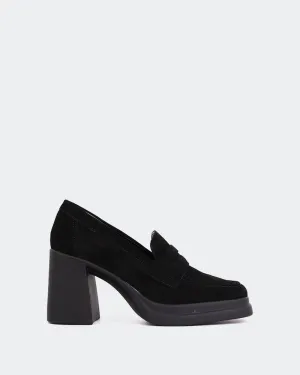 Mantova Black Suede Fuzzy Loafers