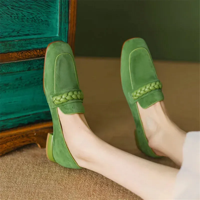 Mariana French Braids Suede Loafers Cute Loafers