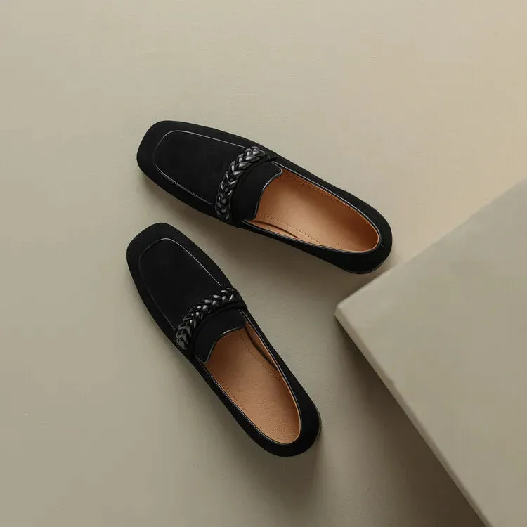 Acne Loafers Mariana French Braids Suede Loafers