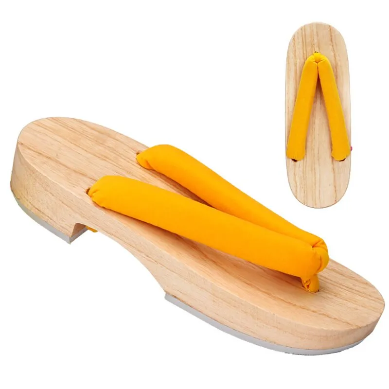 Flea Market Flip Flops Meetlife Women Japanese Geta Clogs Traditional Samurai Solid Yukata Crude Wooden Flip Flops Toe Shoes Oriental Sandals Slippers