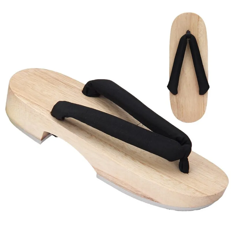 Unbreakable Flip Flops Meetlife Women Japanese Geta Clogs Traditional Samurai Solid Yukata Crude Wooden Flip Flops Toe Shoes Oriental Sandals Slippers