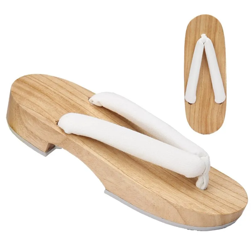 Meetlife Women Japanese Geta Clogs Traditional Samurai Solid Yukata Crude Wooden Flip Flops Toe Shoes Oriental Sandals Slippers Flip Flops Memory Foam