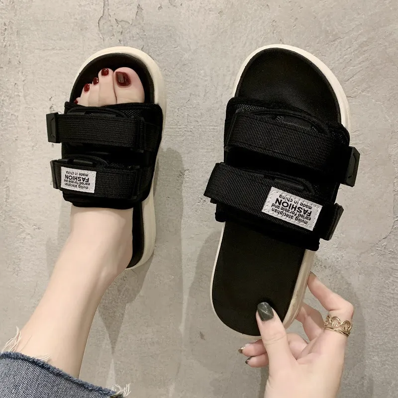 Men Beach Shoes Summer Non-Slip Fashion All-Match Sandals Men's Beach Shoes T Strap Flat Sandals