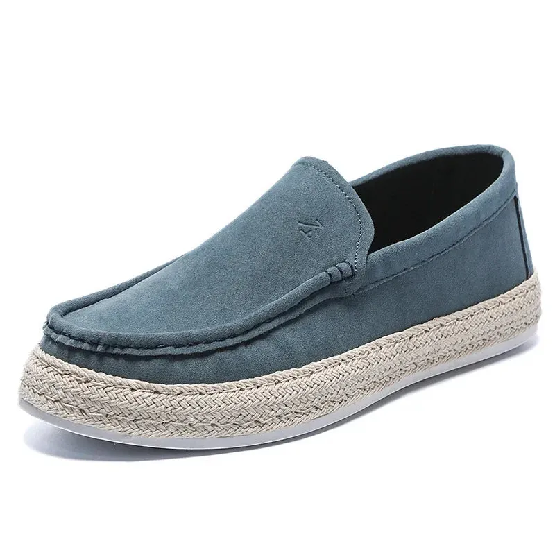 Good Shoes For Flat Foot Men Loafers Shoes Summer Shoes Man New Fashion Canvas Footwear Soft Flat Comfy Flock Suede Leather Men Casual Vulcanized Shoe
