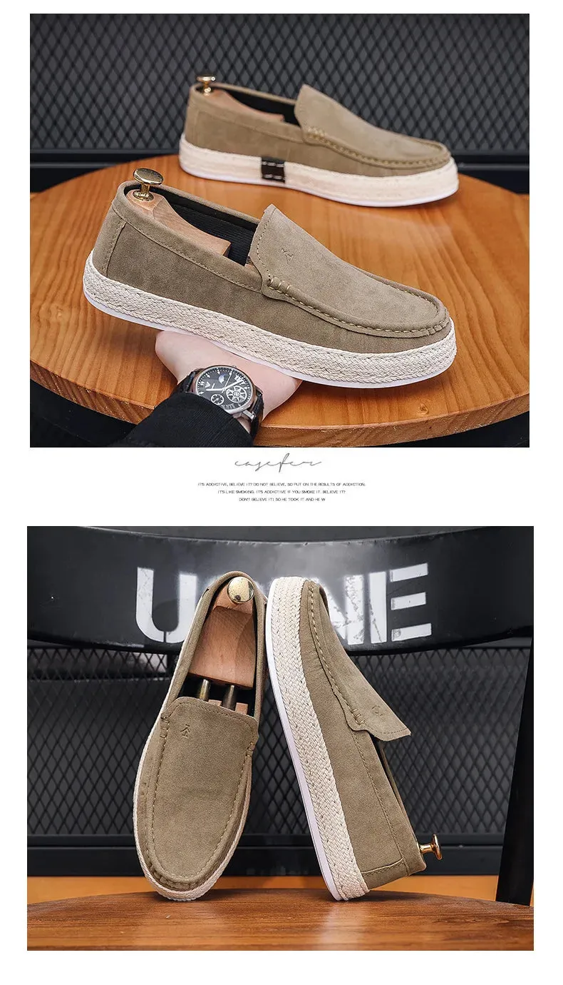 Shoes For Flat Pedals Road Bike Men Loafers Shoes Summer Shoes Man New Fashion Canvas Footwear Soft Flat Comfy Flock Suede Leather Men Casual Vulcanized Shoe