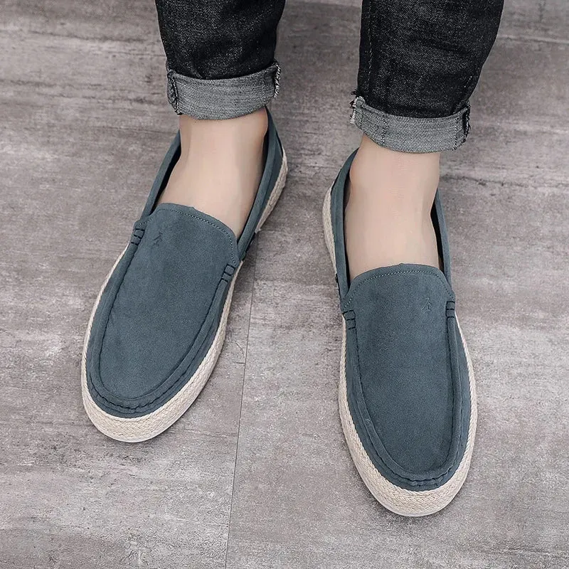 Flat Glitter Shoes Men Loafers Shoes Summer Shoes Man New Fashion Canvas Footwear Soft Flat Comfy Flock Suede Leather Men Casual Vulcanized Shoe