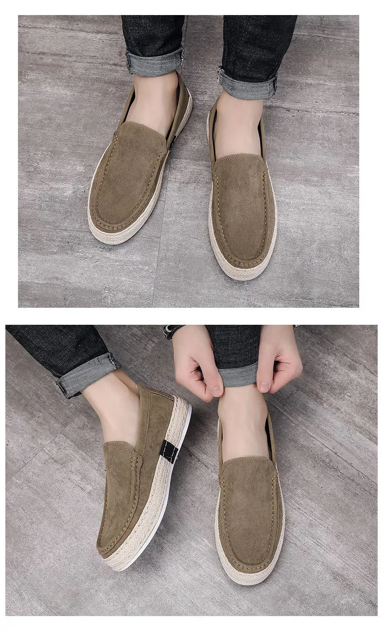 Mountain Bike Flat Shoes Review Men Loafers Shoes Summer Shoes Man New Fashion Canvas Footwear Soft Flat Comfy Flock Suede Leather Men Casual Vulcanized Shoe
