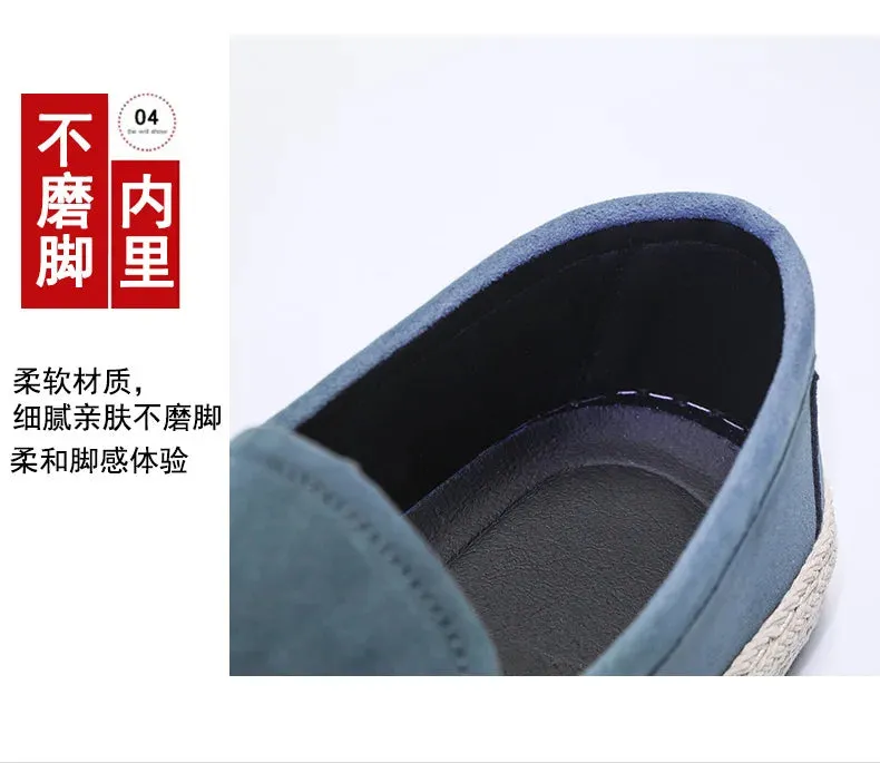 Men Loafers Shoes Summer Shoes Man New Fashion Canvas Footwear Soft Flat Comfy Flock Suede Leather Men Casual Vulcanized Shoe Pointe Shoe Inspired Flats