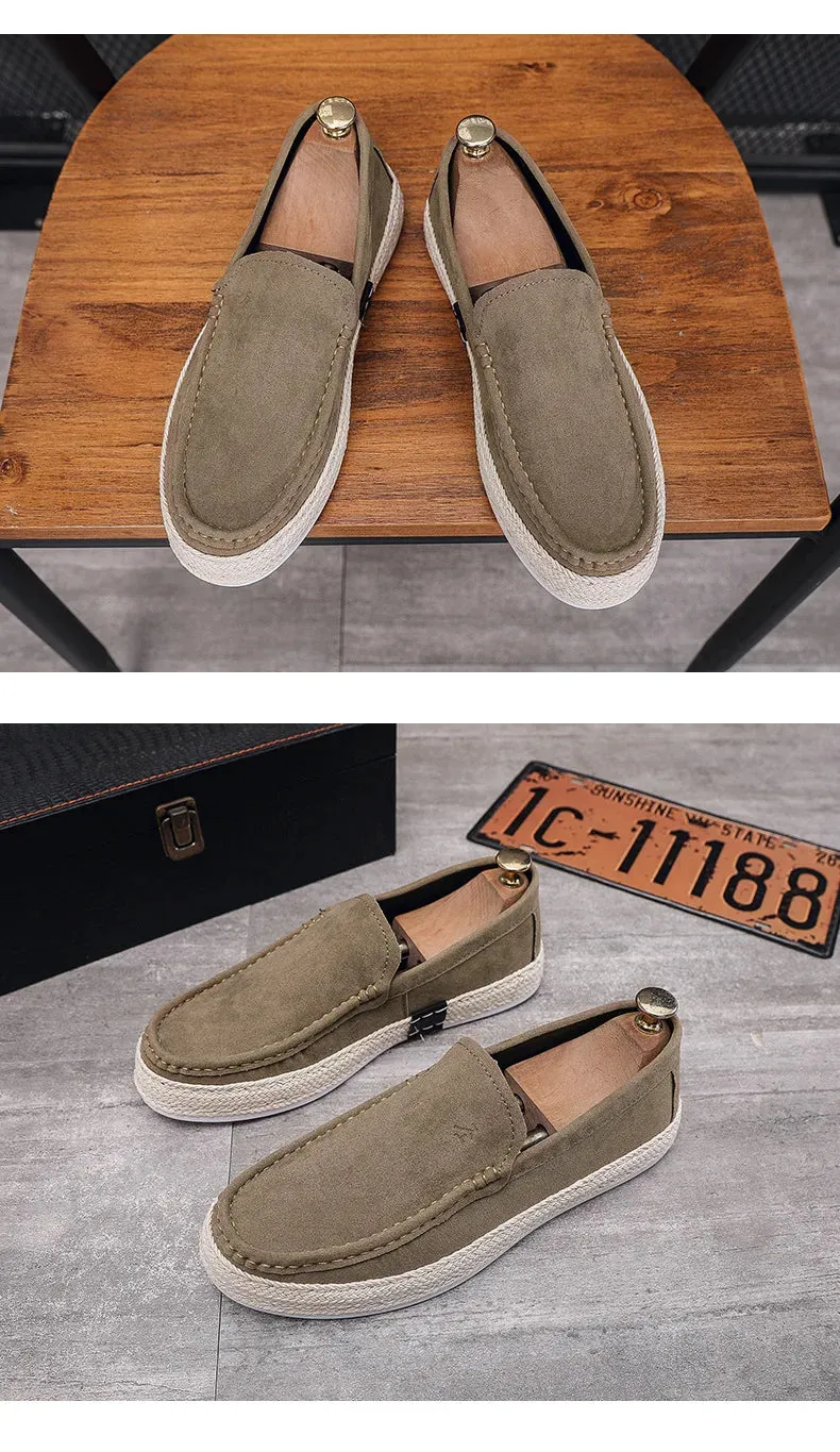 Shoes Men Loafers Shoes Summer Shoes Man New Fashion Canvas Footwear Soft Flat Comfy Flock Suede Leather Men Casual Vulcanized Shoe