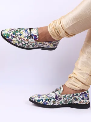 Men Multi Floral Print Horsebit Buckle Weekend Wedding Evening Party Shoes Loafers Yeezy Loafers
