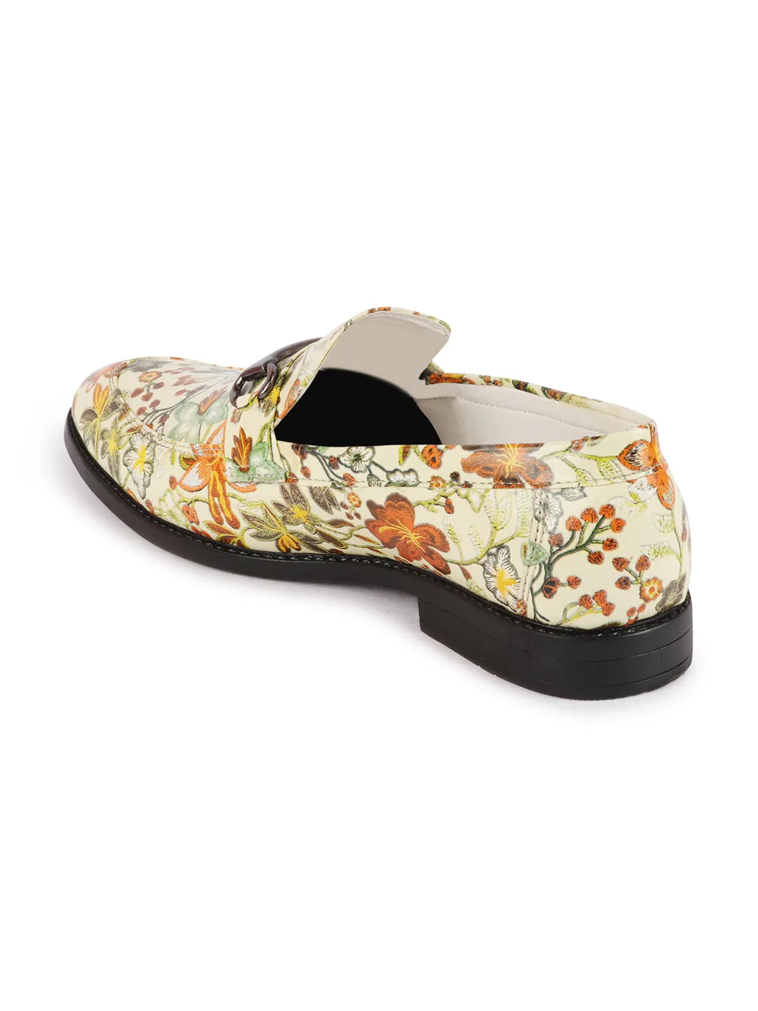 Men Olive Floral Print Horsebit Buckle Weekend Wedding Evening Party Shoes Loafers Loafers Cloth