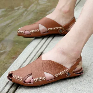 Men sandals 2018 new summer genuine leather soft beach shoes Girls Sandals Size 1