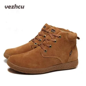 men shoes 100% Genuine Leather men Boots Classic Men's Winter Snow  Boots Outdoor Work shoes Rubber Men Warm boots Electric Heated Work Boots