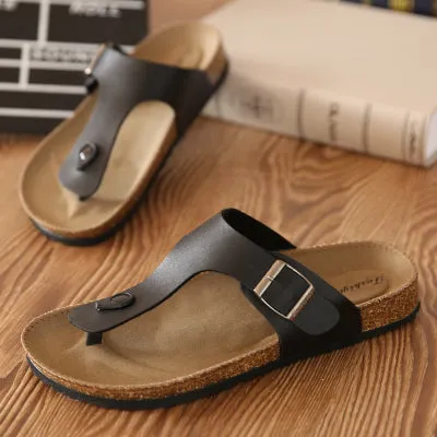Lasso Slippers Men summer shoes plus size 35-46 leisure cork slippers fashion couple slippers flip-flops comfortable footwear a3